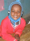 orphan in blue hat
